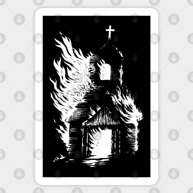 Burning Church Magnet by wildsidecomix